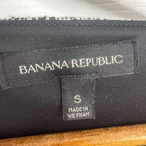 Banana Republic Black White Lined Bell Sleeve‎ V Neck Tweed Midi Dress Small - Picture 7 of 14